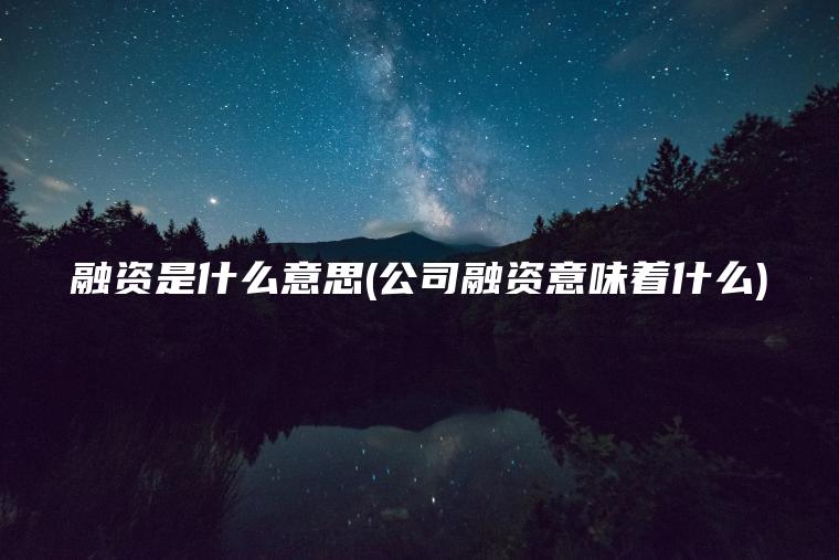 融资是什么意思(公司融资意味着什么)