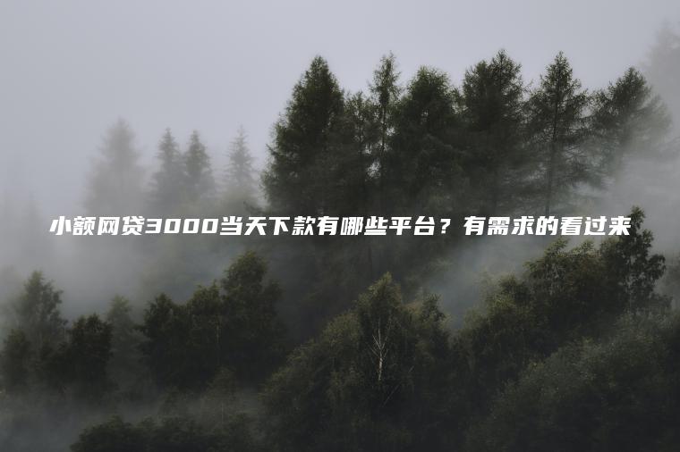 小额网贷3000当天下款有哪些平台？有需求的看过来