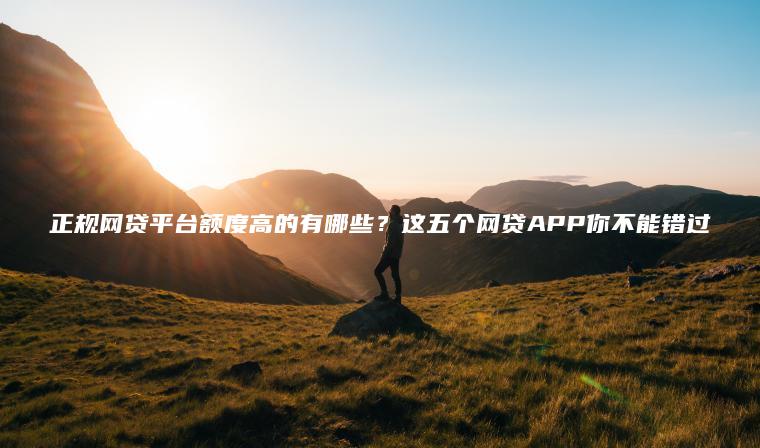 正规网贷平台额度高的有哪些？这五个网贷APP你不能错过