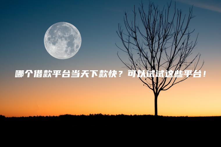 哪个借款平台当天下款快？可以试试这些平台！