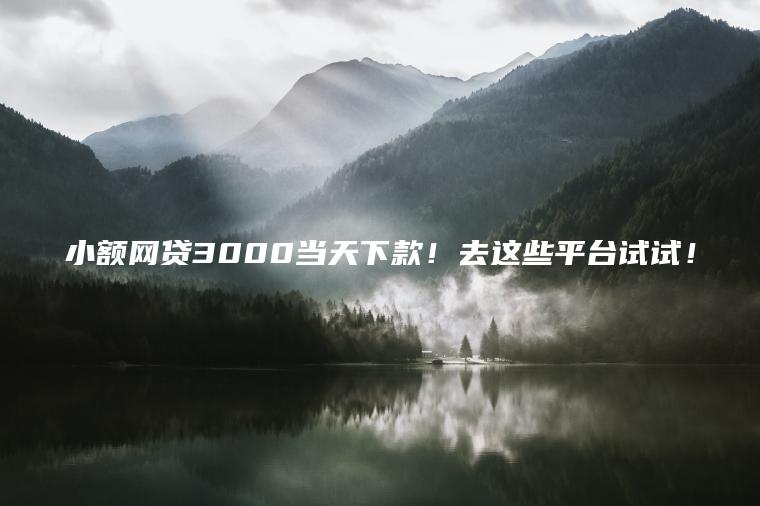 小额网贷3000当天下款！去这些平台试试！