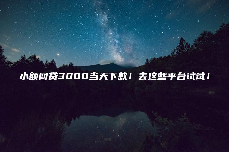 小额网贷3000当天下款！去这些平台试试！