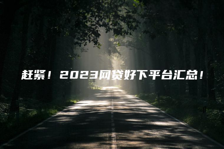 赶紧！2023网贷好下平台汇总！