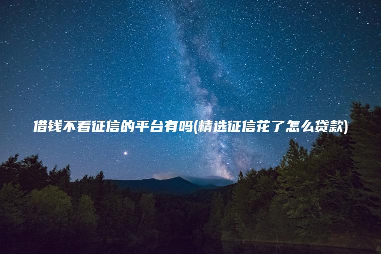 借钱不看征信的平台有吗(精选征信花了怎么贷款)