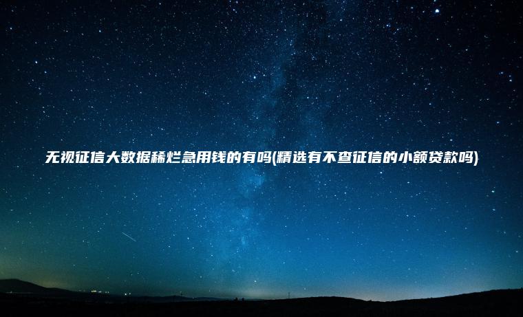 无视征信大数据稀烂急用钱的有吗(精选有不查征信的小额贷款吗)