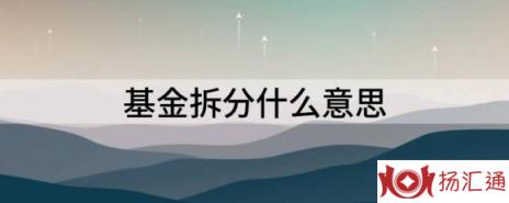 基金拆分什么意思-1