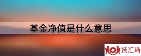 基金净值是什么意思-1